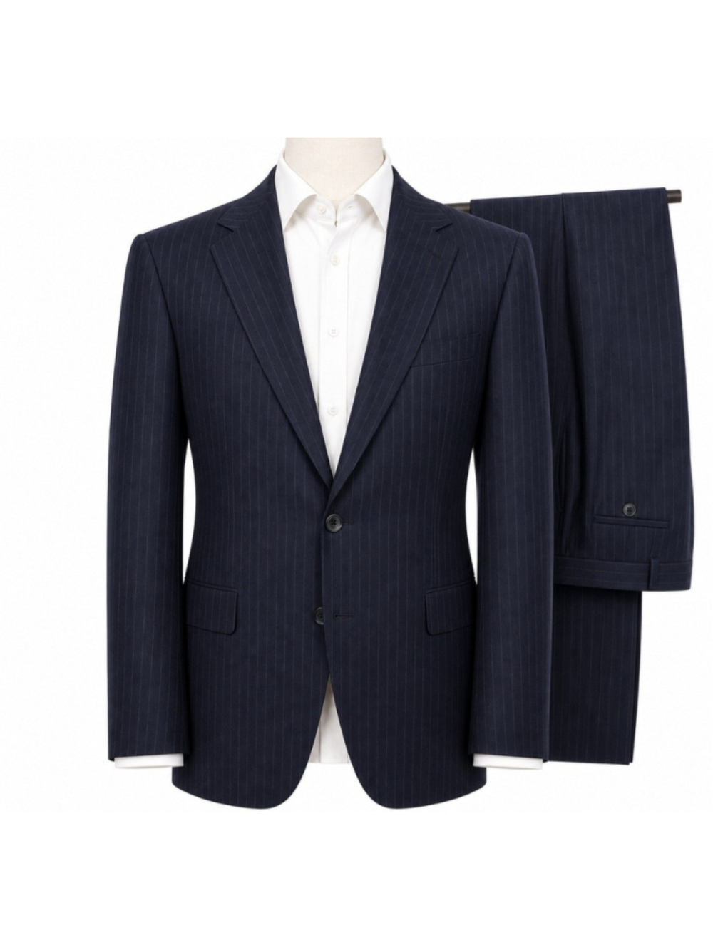 Oxxford Clothes Navy Pinstripe 43T 2 Piece USA Tailored Suit